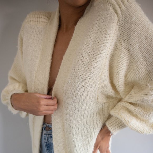 Vintage Puff Sleeve Knit Cardigan Size Medium - Picture 5 of 8